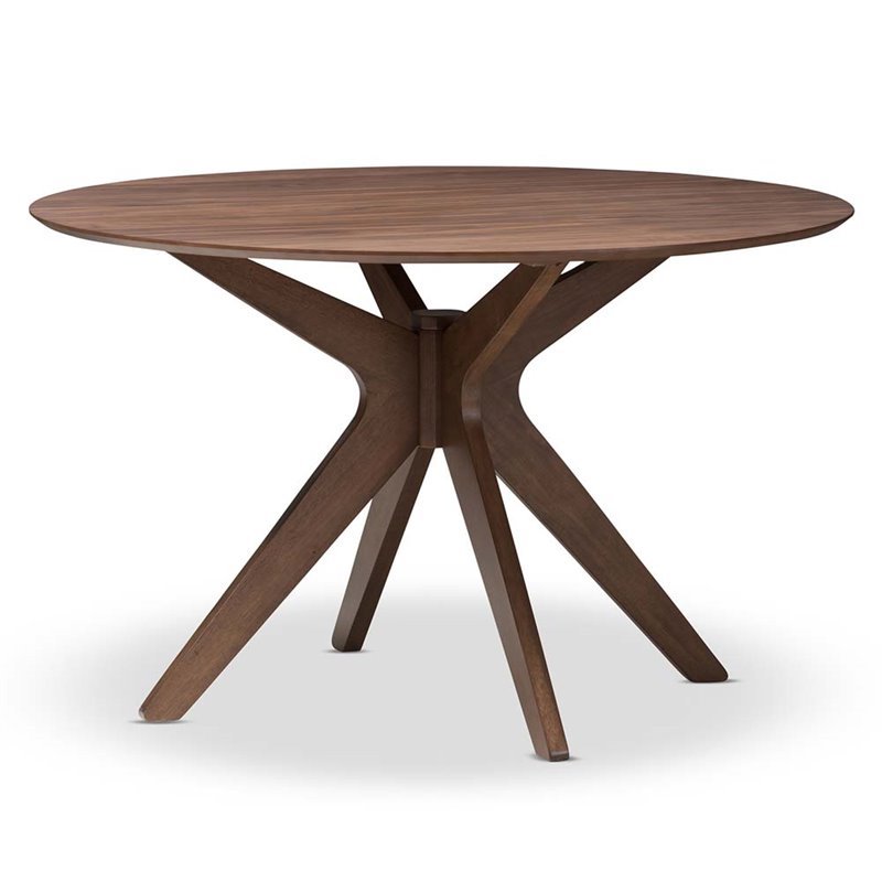 Hawthorne Collections Wood Walnut Brown Dining Table Round Mid-Century 47.24