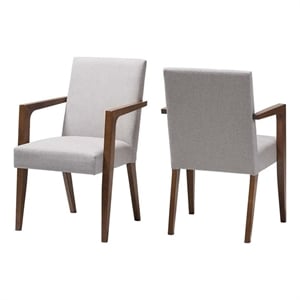 Hawthorne Collections Solid Wood Grayish Beige Arm Chair Mid-Century Foam Padded 35.83&quotH Unassembled