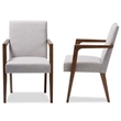 Hawthorne Collections Solid Wood Grayish Beige Arm Chair Mid-Century Foam Padded 35.83