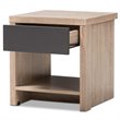 Hawthorne Collection 1 Drawer Wood Nightstand in Light Brown and Gray