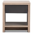 Hawthorne Collection 1 Drawer Wood Nightstand in Light Brown and Gray