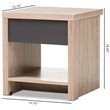 Hawthorne Collection 1 Drawer Wood Nightstand in Light Brown and Gray