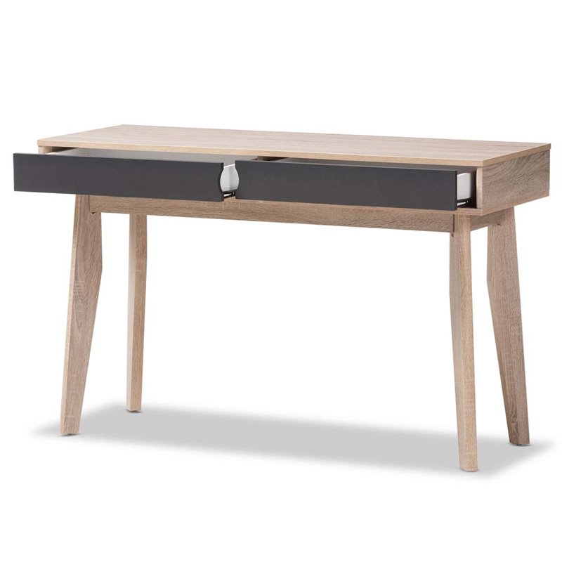 Hawthorne Collection 2 Drawer Wood Study Desk in Light Brown and Gray