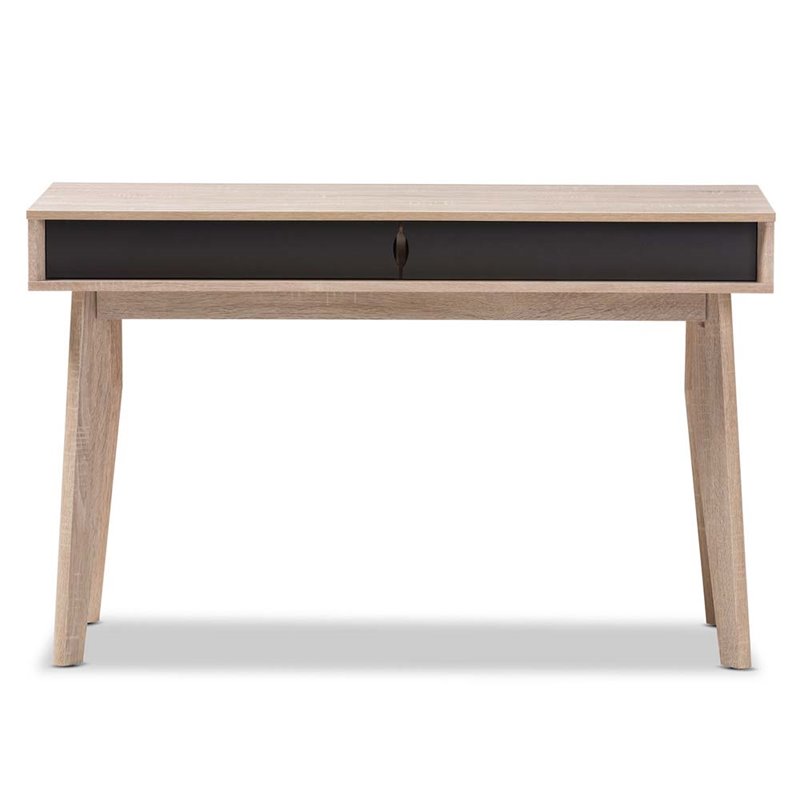Hawthorne Collection 2 Drawer Wood Study Desk in Light Brown and Gray