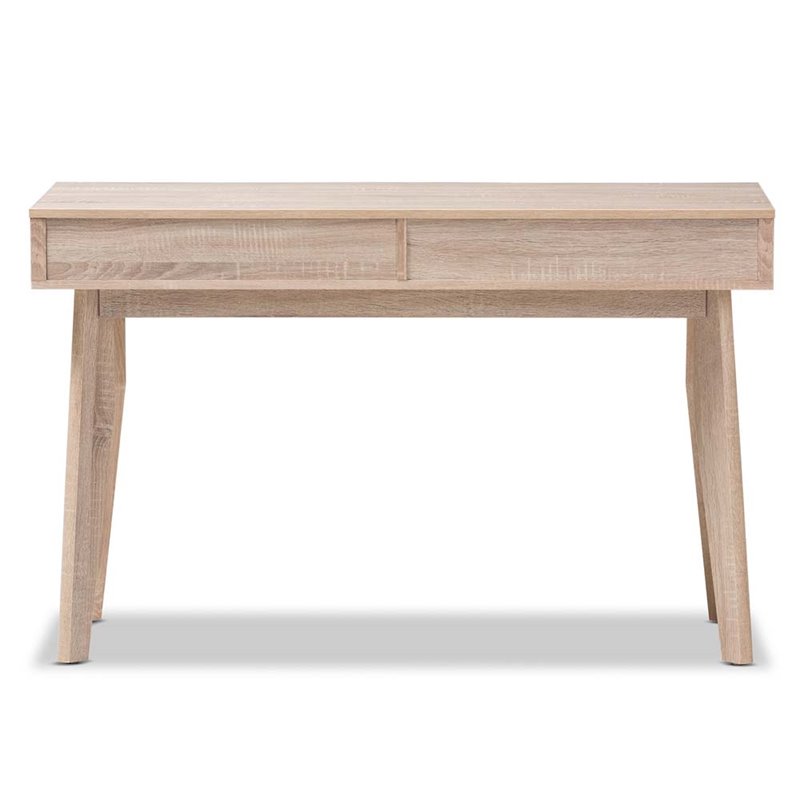 Hawthorne Collection 2 Drawer Wood Study Desk in Light Brown and Gray