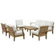 Hawthorne Collection 8-Piece Solid Teak Wood Patio Sofa Set in Natural/White