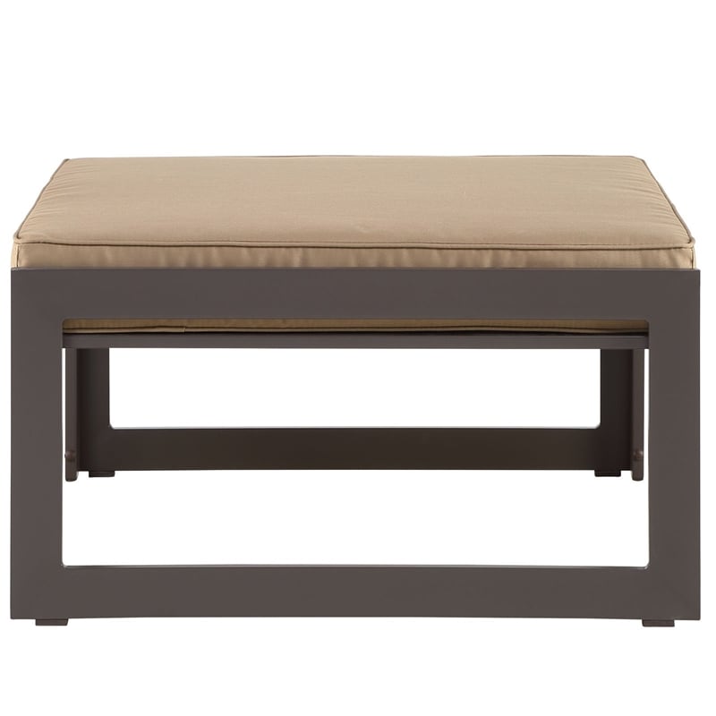 Hawthorne Collection Outdoor Patio Ottoman in Brown and Mocha