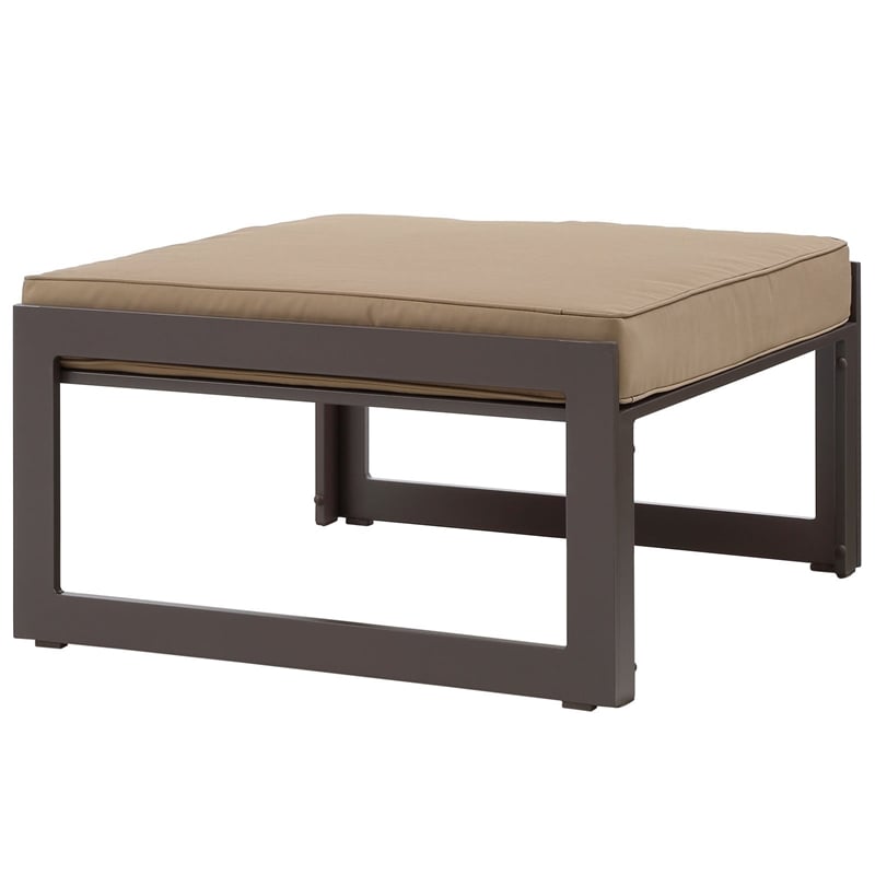 Hawthorne Collection Outdoor Patio Ottoman in Brown and Mocha