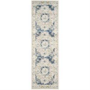 Hawthorne Collection 8' X 10' Power Loomed Rug in Ivory and Blue