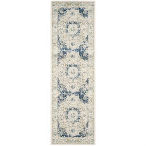 Hawthorne Collection 9' X 12' Power Loomed Rug in Ivory and Blue