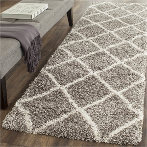 Hawthorne Collection 2'3&quot X 12' Power Loomed Rug in Gray and Ivory