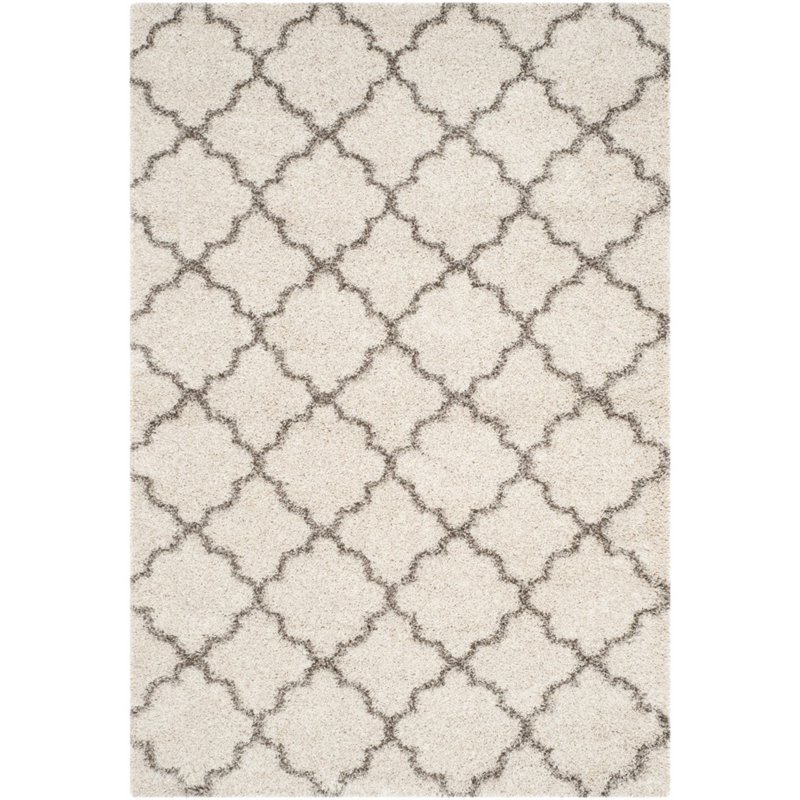 Hawthorne Collection 6' X 9' Power Loomed Rug in Ivory and Gray