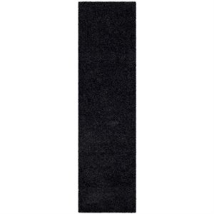 Hawthorne Collection 2'3&quot X 8' Power Loomed Polypropylene Rug in Black