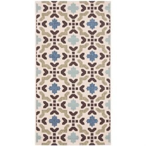 Hawthorne Collection 2'7&quot X 5' Power Loomed Rug in Cream and Aqua