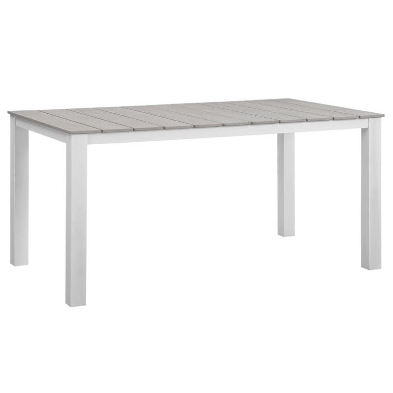 Hawthorne Collection 7 Piece Outdoor Dining Set in Gray and White