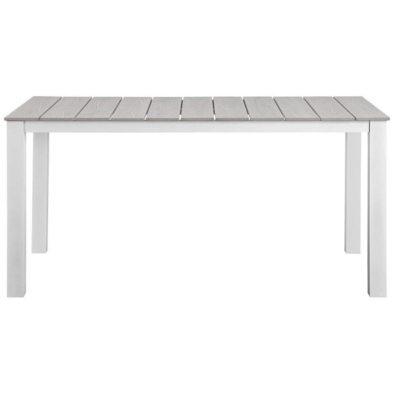 Hawthorne Collection 7 Piece Outdoor Dining Set in Gray and White