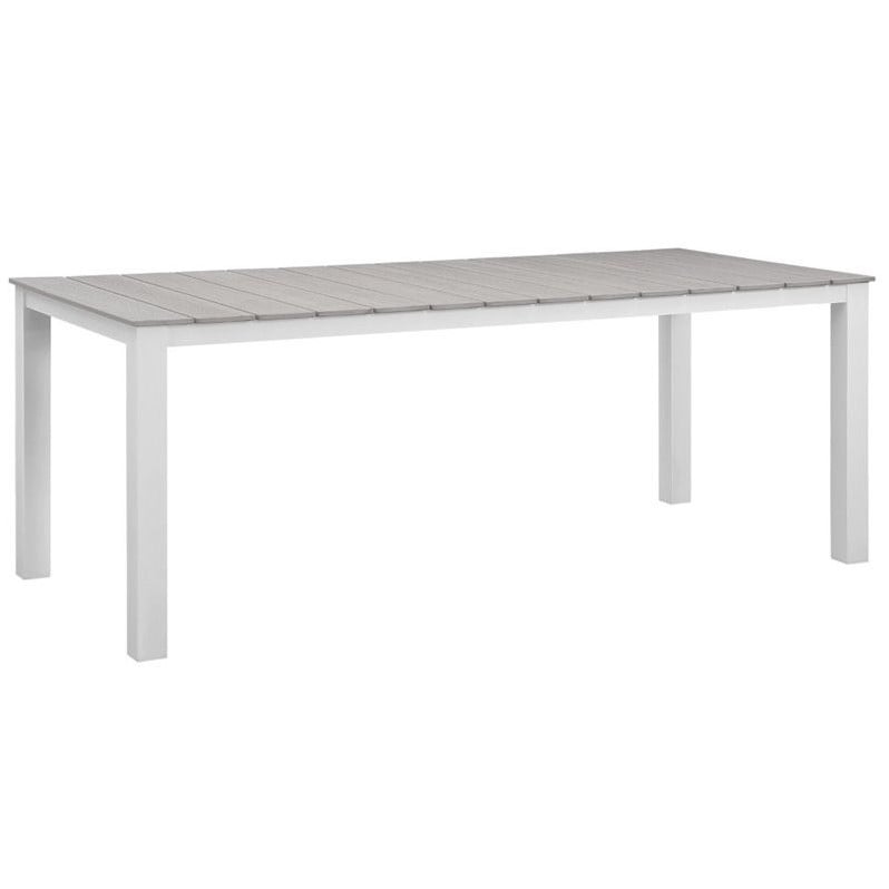 Hawthorne Collection 7 Piece Outdoor Dining Set in Gray and White