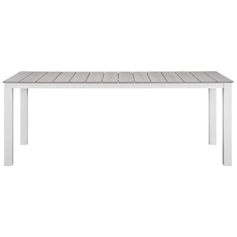 Hawthorne Collection 7 Piece Outdoor Dining Set in Gray and White