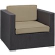 Hawthorne Collection 5 Piece Outdoor Sofa Set in Espresso and Mocha