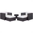 Hawthorne Collection 5 Piece Outdoor Sofa Set in Espresso and White