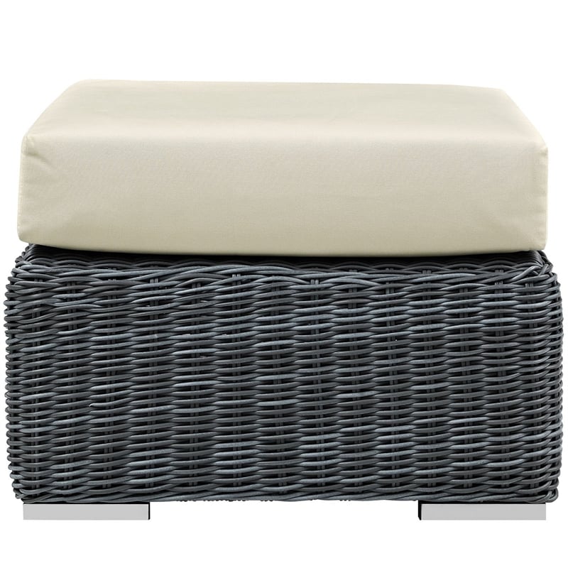 Hawthorne Collection Patio Ottoman in Canvas Antique Beige