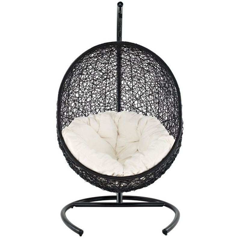 Hawthorne Collection Patio Swing Chair in Espresso and White