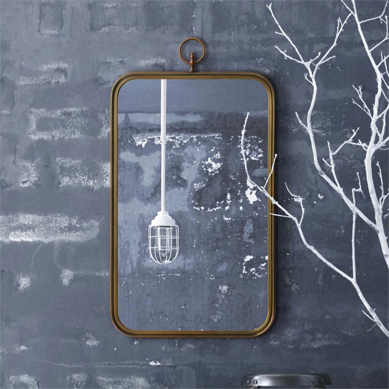 Hawthorne Collection Metal Brass Mirror Round Hanging 36