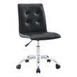 Hawthorne Collections Modern Faux Leather Mid Back Swivel Chair in Black