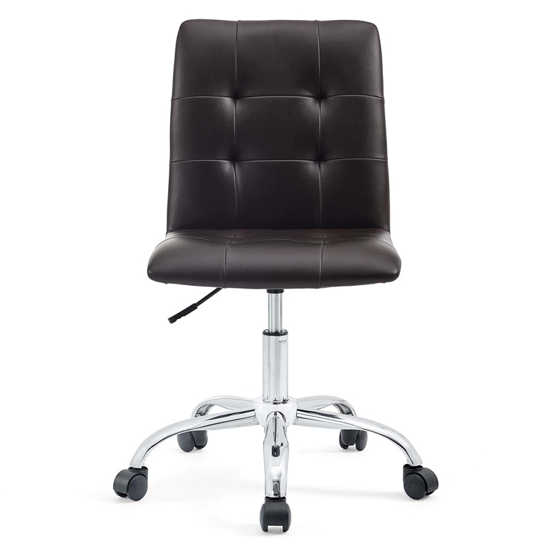 Hawthorne Collections Modern Faux Leather Mid Back Swivel Chair in Brown
