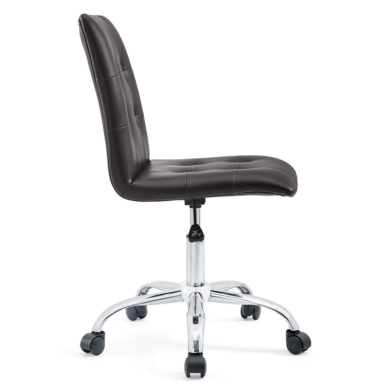 Hawthorne Collections Modern Faux Leather Mid Back Swivel Chair in Brown