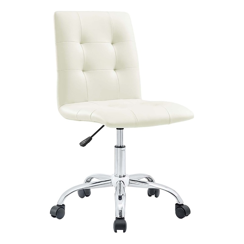 Hawthorne Collections Faux Leather White Swivel Chair 37