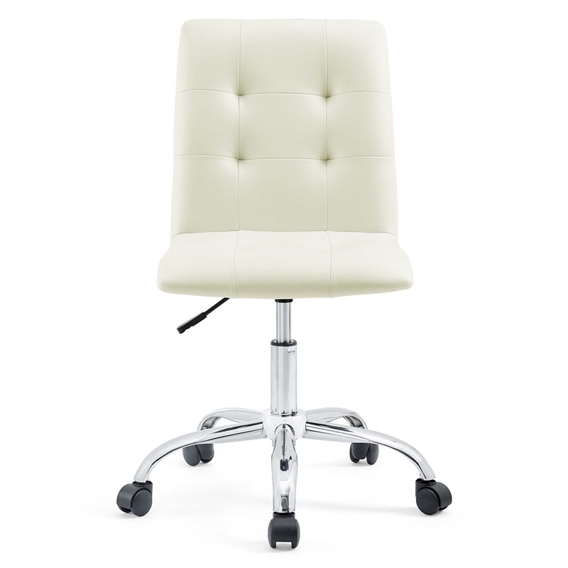 Hawthorne Collections Faux Leather White Swivel Chair 37