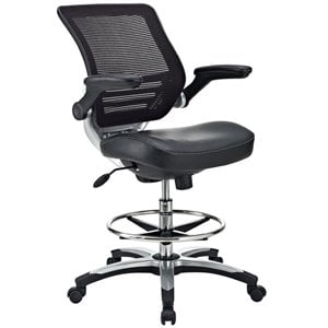 Hawthorne Collection Faux Leather Black Drafting Stool Rectangular Adjustable 49&quot Unassembled