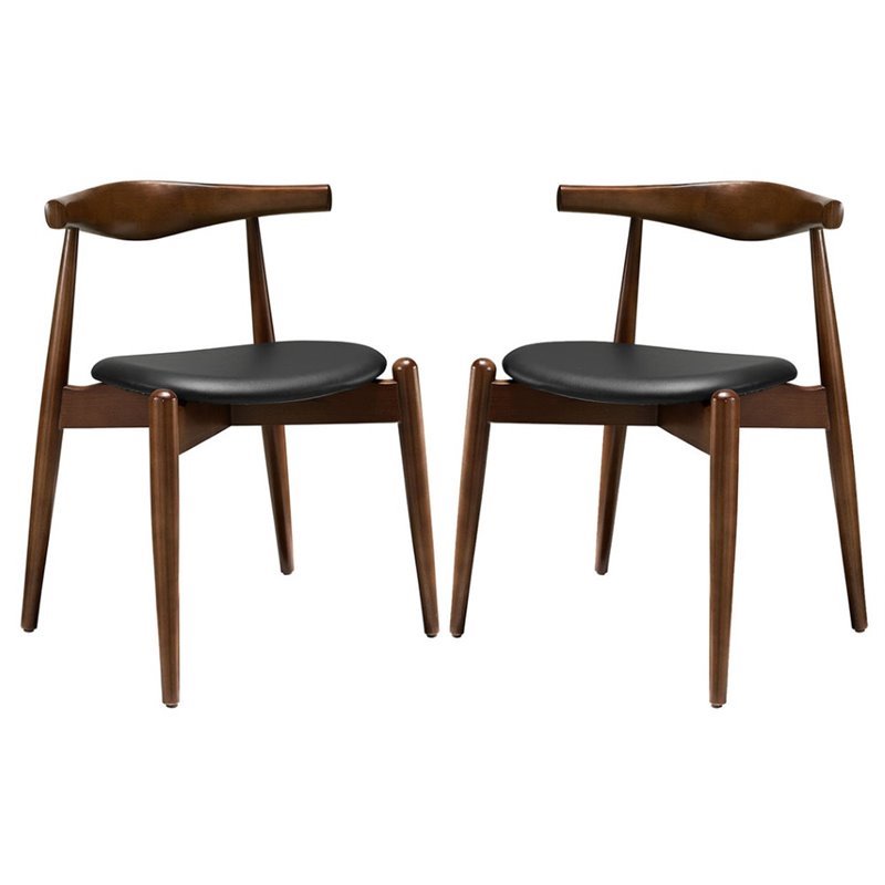 Hawthorne Collection Dining Side Chair in Dark Walnut and Black (Set of 2)