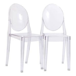 Hawthorne Collections 18.5&quot Modern Plastic Dining Chair in Clear (Set of 2)