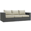 Hawthorne Collection Patio Sofa in Canvas Antique Beige and Gray