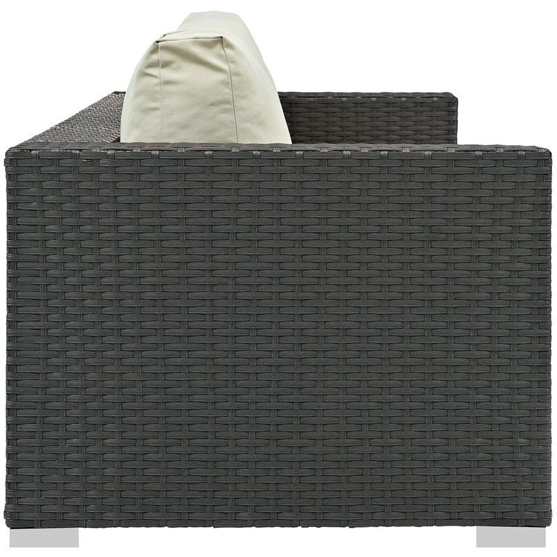 Hawthorne Collection Patio Sofa in Canvas Antique Beige and Gray