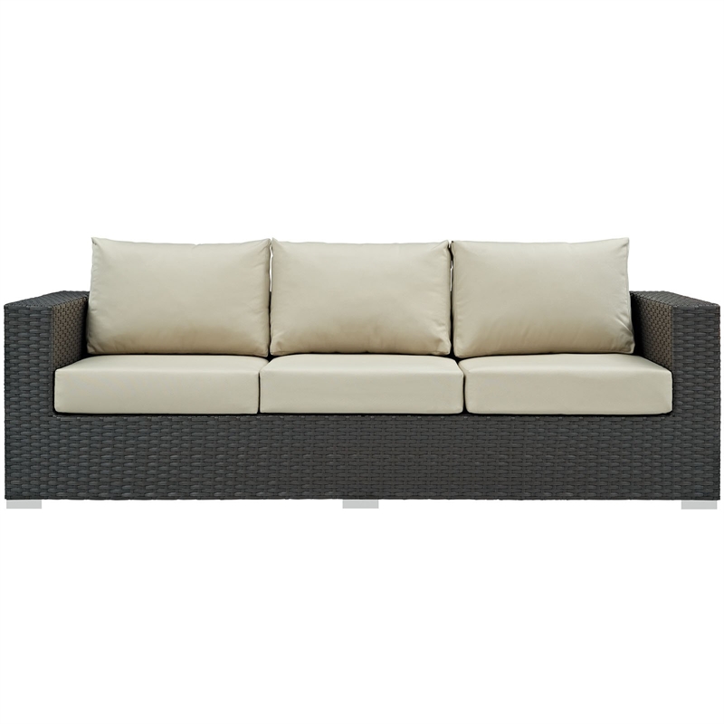 Hawthorne Collection Patio Sofa in Canvas Antique Beige and Gray