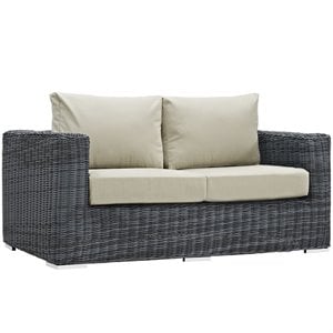 Hawthorne Collection Patio Loveseat in Canvas Antique Beige