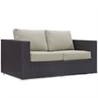 Hawthorne Collection Patio Loveseat in Espresso and Beige