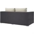 Hawthorne Collection Patio Loveseat in Espresso and Beige