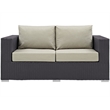 Hawthorne Collection Patio Loveseat in Espresso and Beige