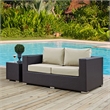 Hawthorne Collection Patio Loveseat in Espresso and Beige