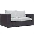 Hawthorne Collection Patio Loveseat in Espresso and White
