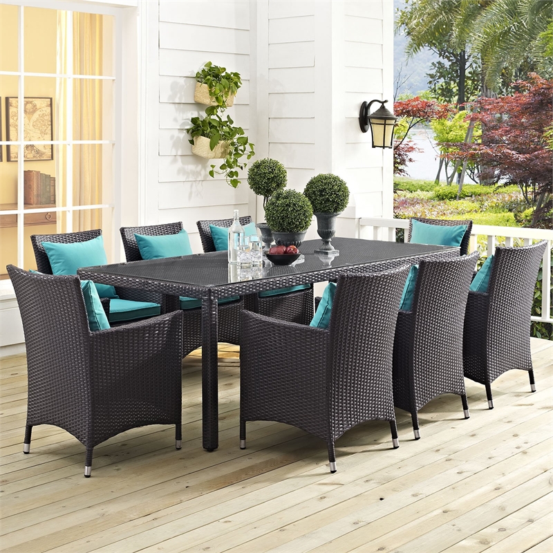 Hawthorne Collection Glass Espresso Dining Table Rectangular Water & UV Resistant 82.5