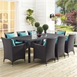 Hawthorne Collection Glass Espresso Dining Table Rectangular Water & UV Resistant 82.5