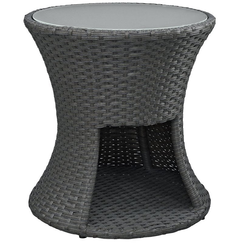 Hawthorne Collection Round Patio End Table in Chocolate