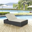 Hawthorne Collection Synthetic Rattan Chocolate and Beige Patio Chaise Lounge Rectangular UV Resistant 78.5