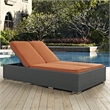 Hawthorne Collection Patio Double Chaise Lounge in Chocolate and Navy