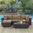 Hawthorne Collection 5 Piece Patio Sofa Set in Espresso and Mocha